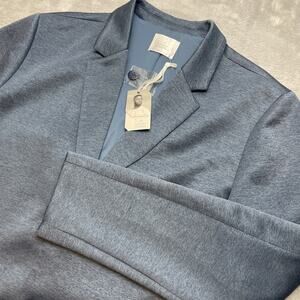Stylus‎ LaDarius Campbell Knit Blazer Mens L Heather Blue 2 Button Stretch NWT